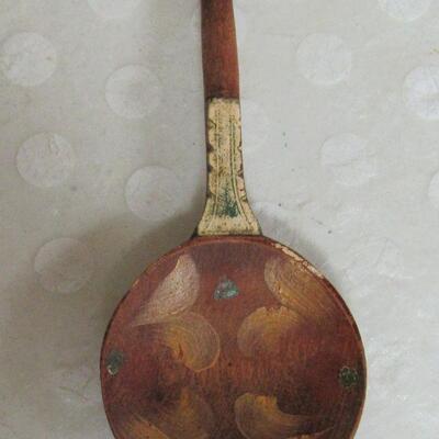Very Interesting Antique Hand Painted Spoon With Carved Ball Inside Handle Most Likeky Sweden 