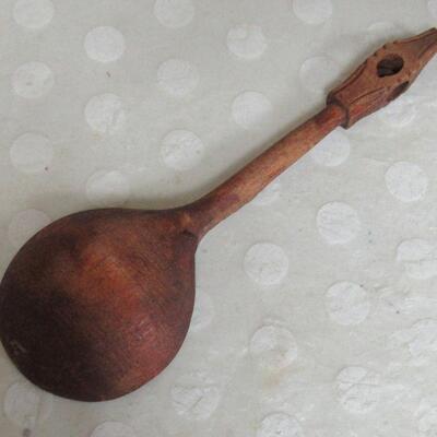 Very Interesting Antique Hand Painted Spoon With Carved Ball Inside Handle Most Likeky Sweden 