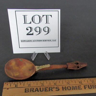 Very Interesting Antique Hand Painted Spoon With Carved Ball Inside Handle Most Likeky Sweden 
