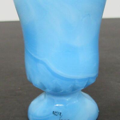 Retired Boyd Glass Limited Ed Hoppy Toothpick Holder #454/1000 Light Blue Slag