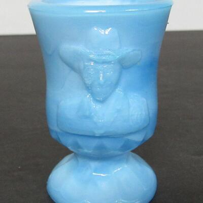 Retired Boyd Glass Limited Ed Hoppy Toothpick Holder #454/1000 Light Blue Slag