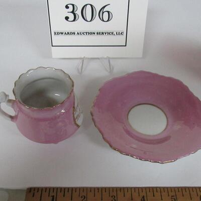 Little Pink Luster Fancy Cup and Saucer, Souvenir of West Superior, WI 