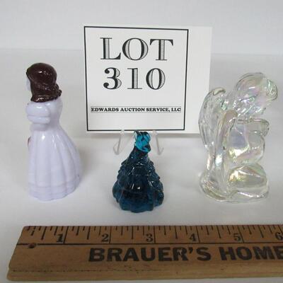 3 Boyd Glass Figures, Angel, Hand Painted Lady, Small Lady
