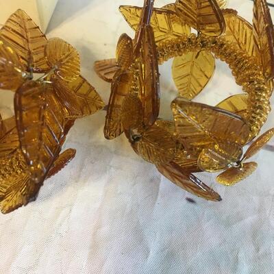 Amber Glass Napkin Rings