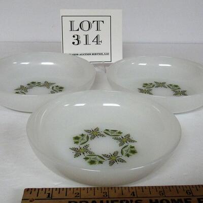 3 Anchor Hocking Green Meadow Salad Bowls