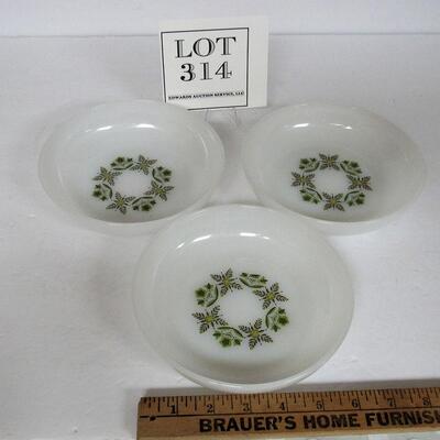 3 Anchor Hocking Green Meadow Salad Bowls