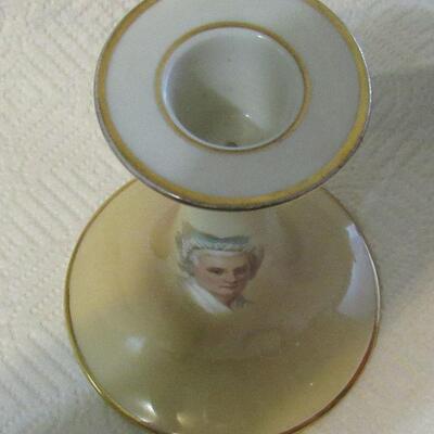 Old George/Martha Washington Candle Holder Fine China 