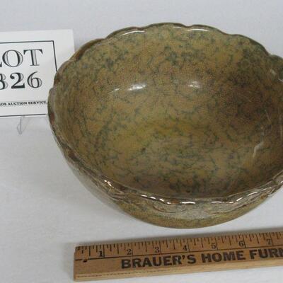 Large Spongware Bowl Gold Trim 9 1/2"