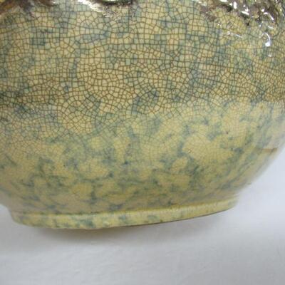 Large Spongware Bowl Gold Trim 9 1/2"