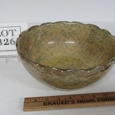 Large Spongware Bowl Gold Trim 9 1/2"