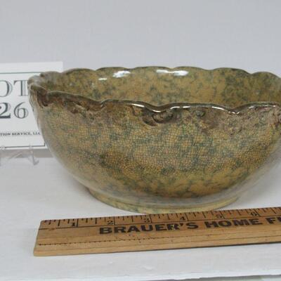 Large Spongware Bowl Gold Trim 9 1/2"