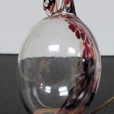 Contemporary Art Glass Plum Shaped Christmas Ornament