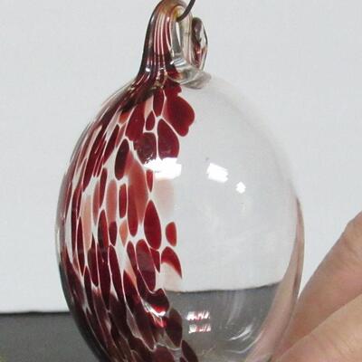 Contemporary Art Glass Plum Shaped Christmas Ornament