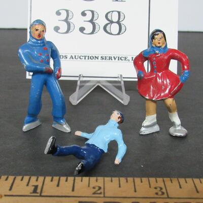 3 Old Lead Christmas Skater Figures