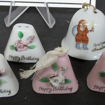 5 Small Christmas Bell Ornaments Made in Japan