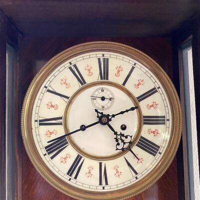 Antique Wall Clock, German made, stamped Germany, late 1800's, 2 weights