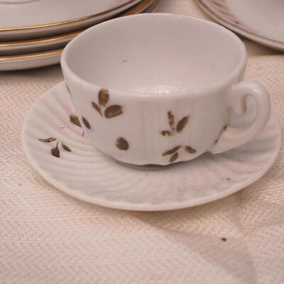 Lot 107 Haviland fine china Butter dish, Large dimensional Peacock punch bowl with cups