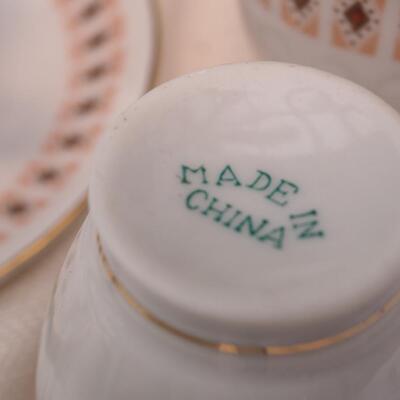 Lot 107 Haviland fine china Butter dish, Large dimensional Peacock punch bowl with cups