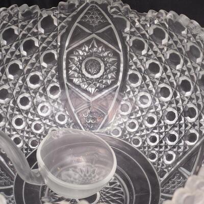 Lot 107 Haviland fine china Butter dish, Large dimensional Peacock punch bowl with cups
