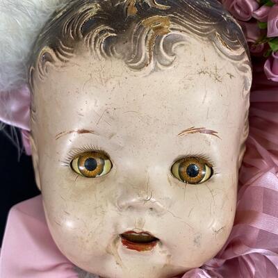 Vintage Sleepy Eyed Creepy Aged Composite Baby Doll