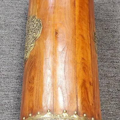 Teak and Brass Umbrella Stand