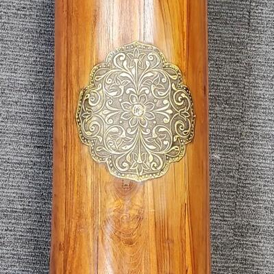Teak and Brass Umbrella Stand