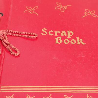 Lot 113 Scrapbook, books, rack, Vintage egg basket, thumb oil can, Basket filled with wool yarns