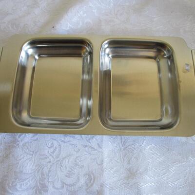 #20 NEW IN BOX, Two compartment dish, stainless steel 