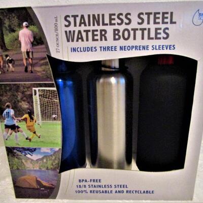 #63 Smart Source Stainless Steel Water Bottles with Covers.  NEW in box