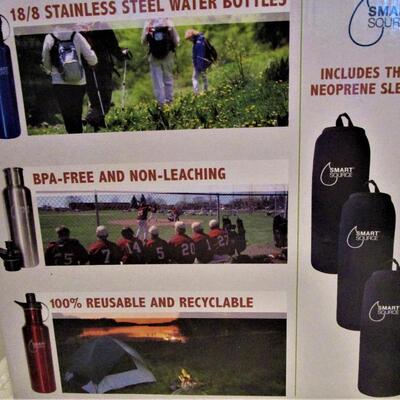 #63 Smart Source Stainless Steel Water Bottles with Covers.  NEW in box
