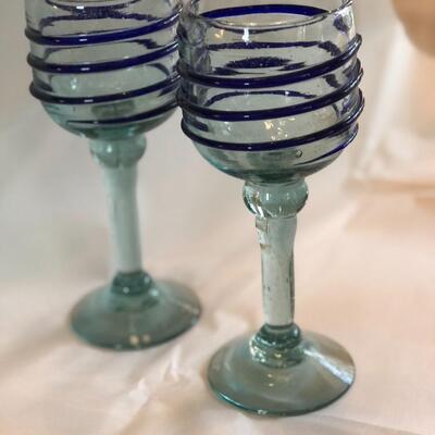 Vintage blue set of 2 juice glasses