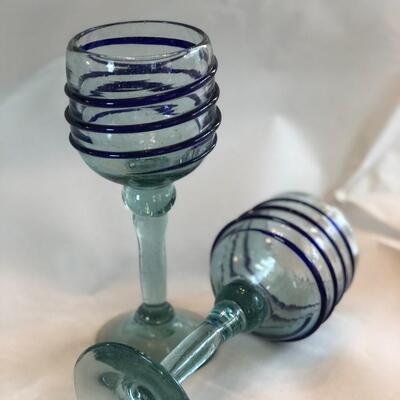 Vintage blue set of 2 juice glasses