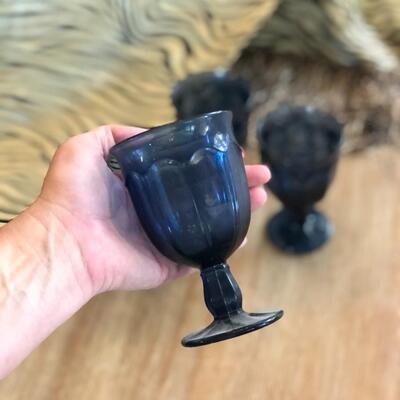 vintage cobalt blue juice cups