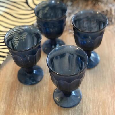 vintage cobalt blue juice cups