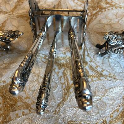 Vintage sterling silver utensil and napkin holder