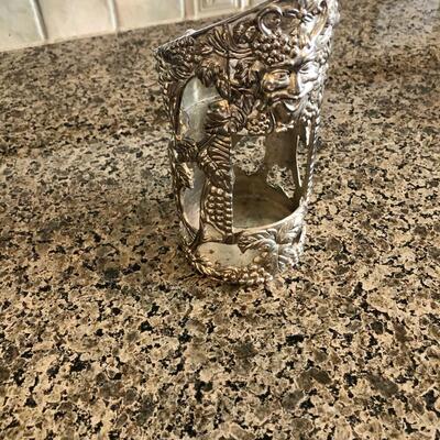 vintage silver wine holder and server