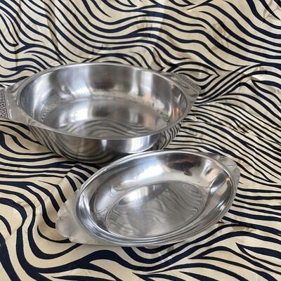 vintage stainless steel serving 2 piece set