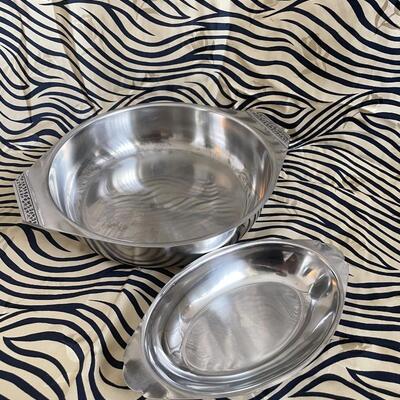 vintage stainless steel serving 2 piece set