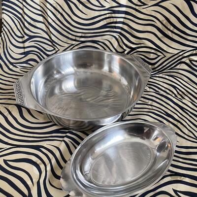 vintage stainless steel serving 2 piece set