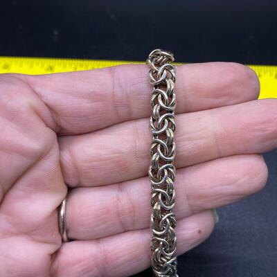 Sterling Silver 925 Cluster Link Bracelet Italy