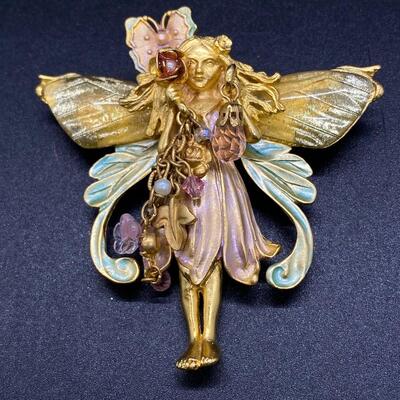 Large Kirks Folly Angel Fairy Brooch Pin
