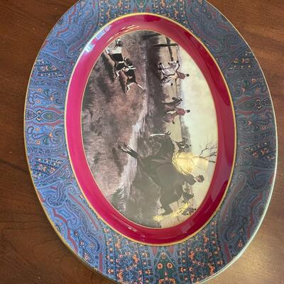 Rare Ralph Lauren King Charles Paisley platter with Berkshire Hunt Scene (Perfect condition)