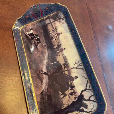 Rare Ralph Lauren King Charles Paisley Sandwich Tray with Berkshire Hunt Scene 