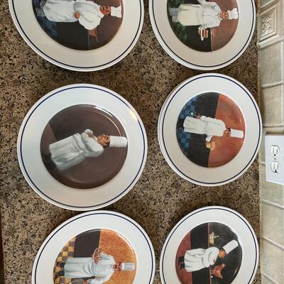 Vintage Guy Buffet Chef Series "Chef Lucien" signed 10 Dinner plates 1999 MINT