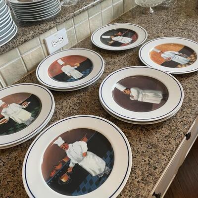 Vintage Guy Buffet Chef Series "Chef Lucien" signed 10 Dinner plates 1999 MINT