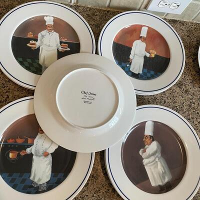 Vintage Guy Buffet Chef Series "Chef Lucien" signed 10 Dinner plates 1999 MINT
