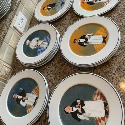 Vintage Guy Buffet "Creation Guy Buffet - Collection Perrier-Jouet" signed 14 Dinner plates 1999 MINT