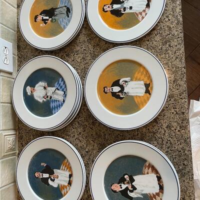 Vintage Guy Buffet "Creation Guy Buffet - Collection Perrier-Jouet" signed 14 Dinner plates 1999 MINT
