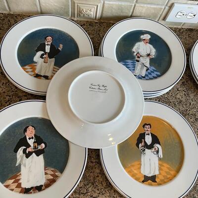 Vintage Guy Buffet "Creation Guy Buffet - Collection Perrier-Jouet" signed 14 Dinner plates 1999 MINT