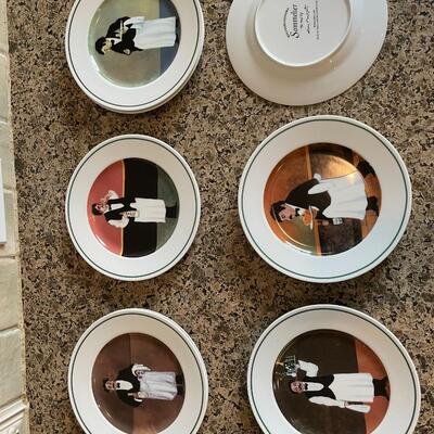 Vintage Guy Buffet Sommelier "The Bad Tip" Williams-Sonoma Salad/Appetizer/Desert plates set of 9 MINT